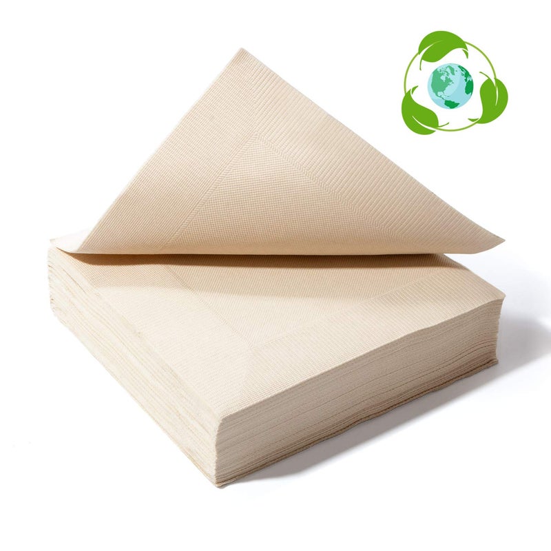 Bransio Recycled Post Consumer Napkins, Compostable Unbleached Eco Lunch Napkins, 50 PCS Disposable Dinner Napkin - Image 1